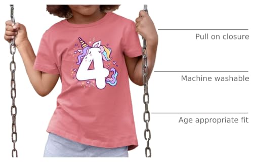 Image of Unicorn 4th Birthday Shirts for Toddler Girls Outfit 4 Year Old Fourth Four Shirt