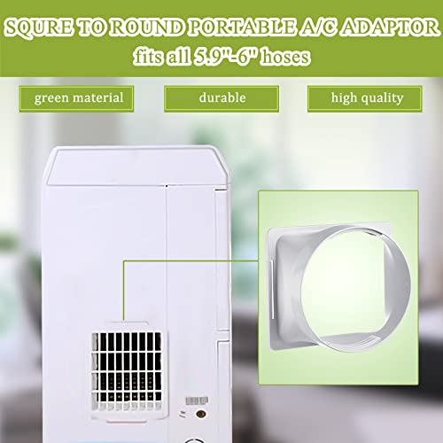 Outus 5.9'' Diameter 80'' Long Portable Air Conditioner Hose With Square Hose Portable Air Conditioner Exhaust Hose Tube Adapter Portable Air Conditioner Ducting For Air Conditioning Parts #TOP3