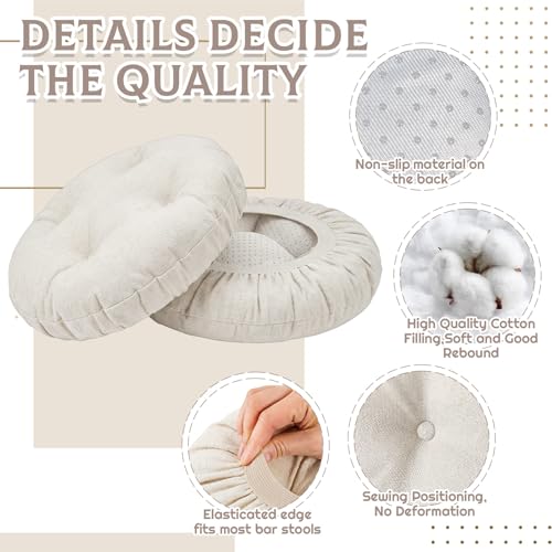 Image of Marsui 4 Pieces Bar Stool Cover Non Slip Padded Cushion, 12 Inch, Beige
