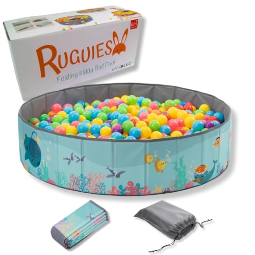 RUGUIES- Piscina de Bolas para Niños- Parque de Bolas Infantil-Piscina Bolas Redonda para Bebés-Plegable y Portátil-Cubo Juguetes Interior y Exterior- (Bolas no Incluidas) (Ocean, 80x26cm)