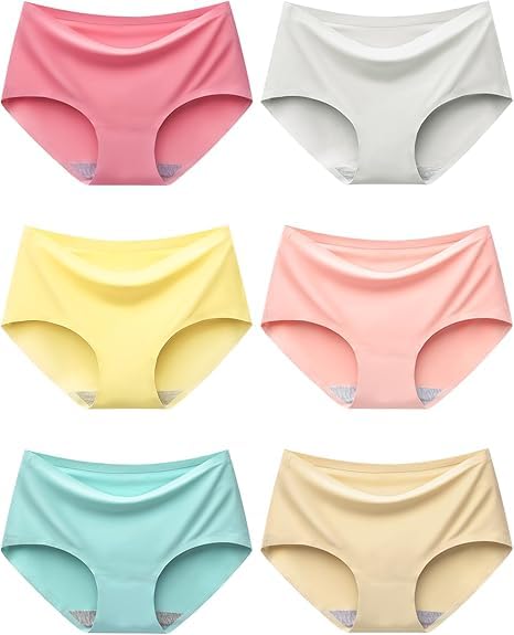 louryn koulyn Women's & Girl's Regular Wear Seamless Hipster Ice Silk Panty (Sizes M to XXL)(Pack-of-6)(Random Colours as per Availability)-picture-49