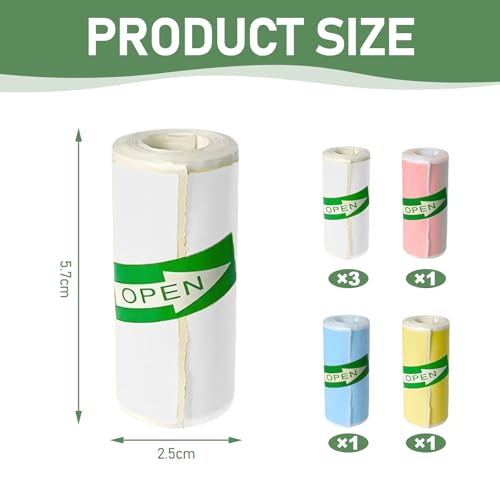 6 Rolls Mini Thermal Sticker Paper 57 X 25mm for Kids Instant Camera Printer Refill, Colored - Image 3