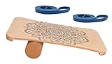 BODYCOACH Woodboard Starter Set Balance-Board Ahorn Holz & Kork Rolle inkl. Trainingsbänder (eckig)