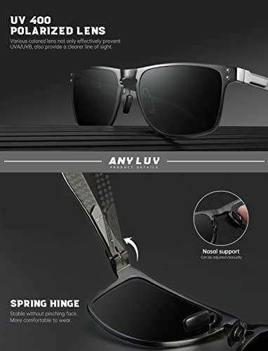 Anyluv Polarized Mens Sunglasses, Upgraded Square Sun Glasses Carbon Fiber Temple Driving With Uv Protection #TOP3