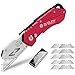 Produktbild BIBURY Universalmesser, Portabel Teppichmesser, Aktualisierte Version Universal-Klappmesser, Cuttermesser mit 10 zusätzlichen SK5 Edelstahlklingen mit Gürtelclip und Safety-Lock-Design - Rot