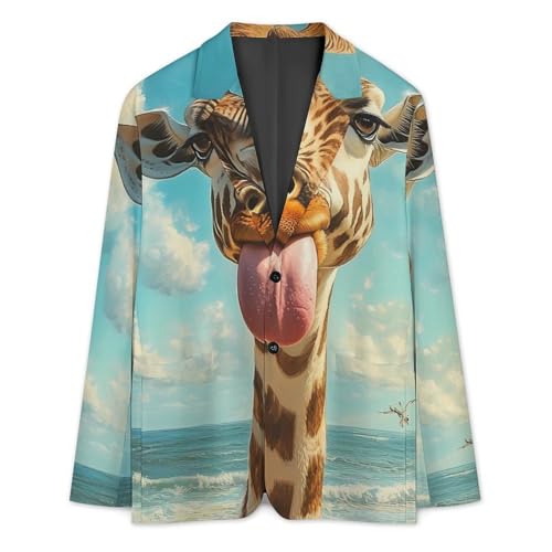 Funny Giraffe Men's Blazer Printed Button Suit Jacket Slim Sport Coat Blazers3