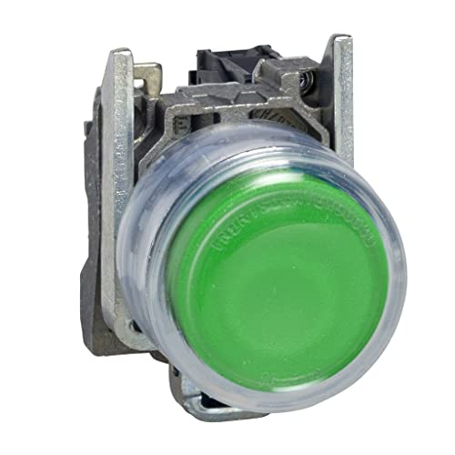 Bouton poussoir vert avec capuchon étanche en caoutchouc contact 1NO