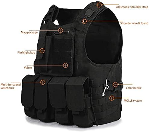 Miniatura 2 de Toyfun - Kit de chalecos tácticos para niños, Chaleco de combate Woodland, Camo de asalto Estilo EjércitoMilitarPolicía, ajustable y multicolor,