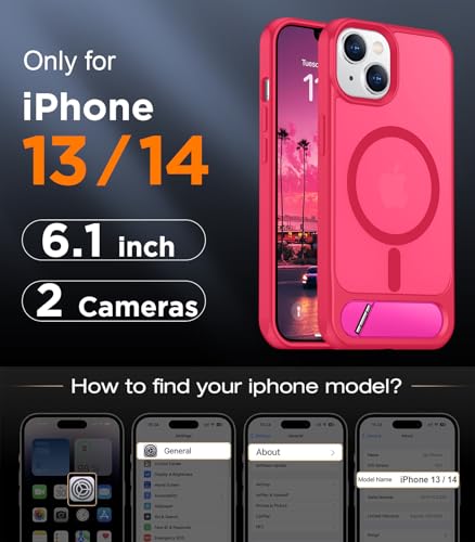 Image of Magnetic Compatible with iPhone 14 Case /iPhone 13 Case,[Built-in Invisible Kickstand][Compatible with MagSafe][Military Grade Shockproof] Slim Translucent Matte Phone Case for iPhone 14 /13 6.1 inch