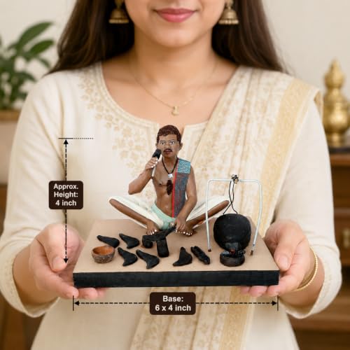 Image of Krishnanagar Handmade Clay Gift & Decor | Standard- Sitting Human Figure Miniature Idol - Blacksmith