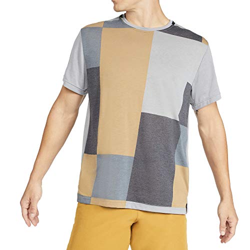Nike M Nk Top SS Px T-Shirt, Particle Grey/Club Gold/Black, Mens