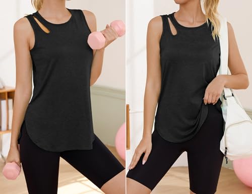 Gyabnw Camiseta Tirantes Mujer Deportiva Cuello Redondo Camiseta sin Mangas Ligero y Transpirable Tops Casuales para Todos los Días Ideal para Ejercicio