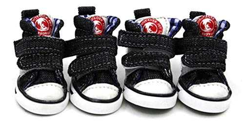 Ranvi Cute Puppy Pet Dog Sporty Shoes Canvas Dog Boots,4 Pcs in One Pack.(2# Black)
