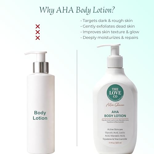 Image of THE LOVE CO 10% AHA + 2% BHA Body Lotion - Nourishing Formula for Dry Skin - Women & Men - Enhanced with Niacinamide, Shea Butter, Vitamin E - 325ml