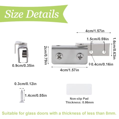 UFURMATE Glass Door Hinge 4Pcs Side Mounted Frameless Glass Door Pivot Hinges Clamp Adjustable Cabinet Pivot Hinge Clip Replacement Kit for 5-8mm Free-Swinging Glass Door (Brushed) - Image 2