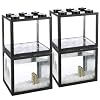 QTLCOHD 4Pcs Small Betta Fish Tank, 0.6 Gallon Stackable Mini Aquarium Tank, Rectangular Fish Bowl for Turtle, Reptile, Shrimp, Crab, Insects, Decoration (Black), Clear