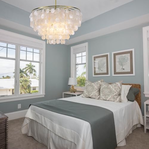 Wellmet Capiz Shell Chandelier, Gold Coastal Chandelier Light Fixture by Wellmet - Used condition - Image 8
