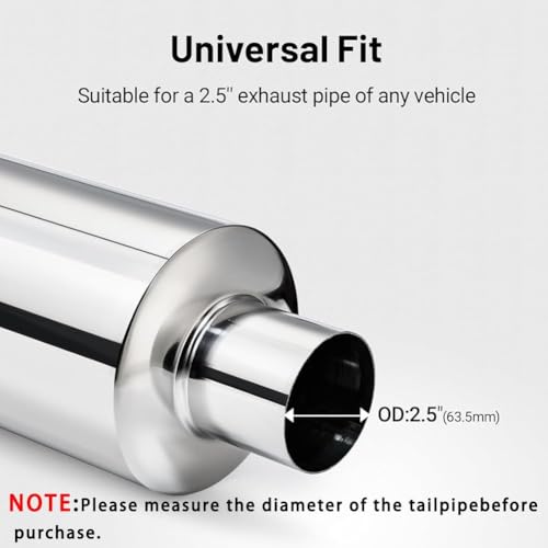 Auto Auspuff SchalldäMpfer 63MM Einlass, Edelstahl Auspuffschalldmpfer,Einstellbare Abnehmbare Turbo Schalldämpfer Nachlauf