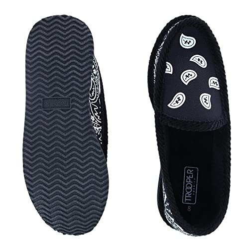 Men's Bandana Print Slip On House Shoe Slipper, 9, Black3