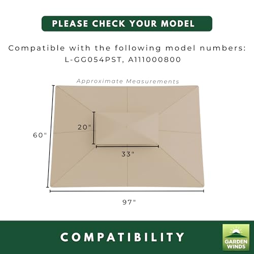 Garden Winds Durable 350 Replacement Canopy Top Compatible with Windsor 8’ x 5’ Grill Gazebo Models L-GG054PST, A111000800 - Beige by Garden Winds - Image 5