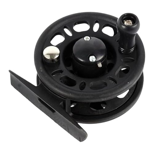 Aymzbd Fly Fishing Reel Smooth Braking System Ice Fishing Accessories Labor Saving with Quick Release Button Fly Reel Portable, 60mm Diameter
