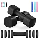 Yoleo Adjustable Dumbbells Set 2.5kg 5kg Dumbbell Pair, 4-in-1 Weight Dumbbells Set Women Men Non-Slip Free Weights Home Gym Workout,Include Resistance Band