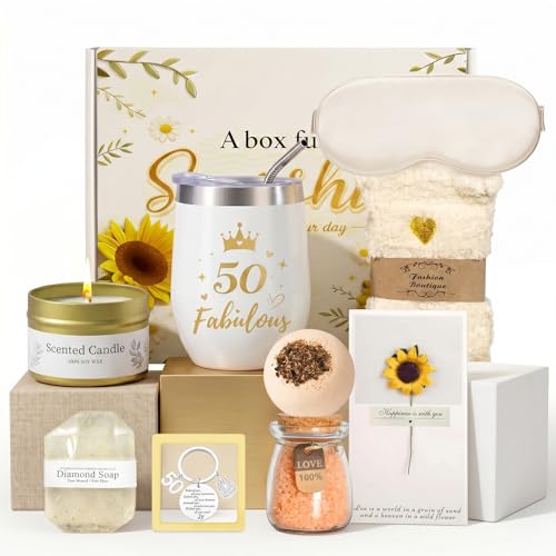 Yogopro Regalos De Cumpleaños 50 Años Para Mujer,Set De Regalos Divertidos De Cumpleaños Madre Tía Vecina Profesora Compañera De Trabajo Esposa Amiga Abuela,Mujer De 50 Años