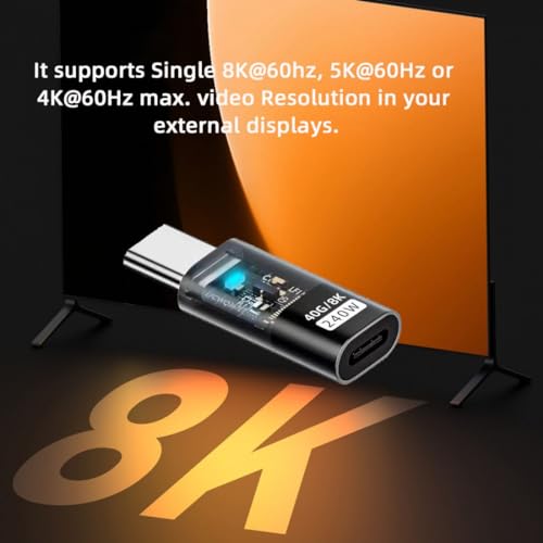 Image of chenyang USB C Connector USB4 Type C 240W Power 40Gbps Data 8K Video Extension Connector Adapter Transparent with LED