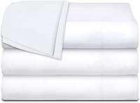 WhiteClassic Twin Flat Sheets 3-Pack, 200 TC Polycotton Hospital Bed Sheets, 66x104" Soft & Wrinkle-Free