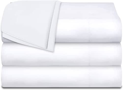 White Classic Twin Flat Sheets 3 Pack, White Cotton Flat