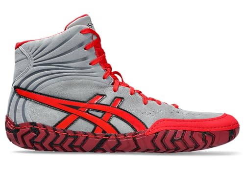 ASICS Men's Aggressor 5 Wrestling Shoes, 6.5, Sheet Rock/Classic RED