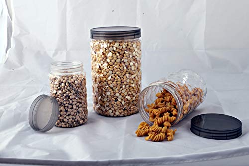 Image of Filox Premium Airtight PET Kitchen Jar Set - Pack of 12 | Leak-Proof, BPA-Free Plastic Containers for Snacks, Dry Fruits, Tea, Coffee & Masala | 4 x 300ml, 4 x 650ml & 4 x 1200ml