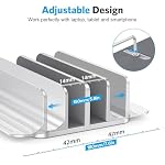 OMOTON Dual Vertical Desk Laptop Stand Holder, Fits MacBook Air/Pro, Silver - Image 4