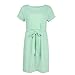 Women Short Sleeve Striped Dress Tie Waist Crew Neck Slim Beach Vacation Going Out Summer Casual Fashion Soft Dress S-2XL Green