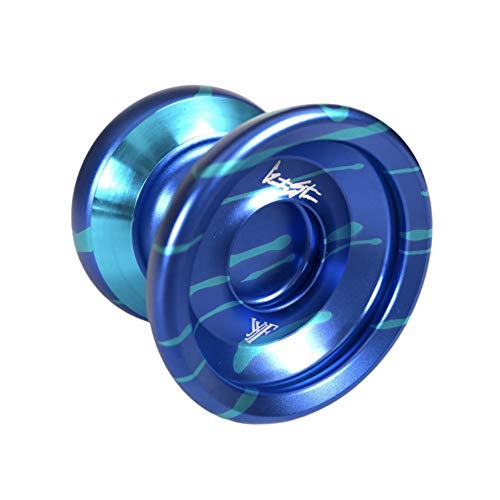YoYoFactory Wide Angle Shutter Yo-Yo - Bi-Metal Design Look and Style - Gentry Stein (Blue Aqua Splash with Aqua Rings)