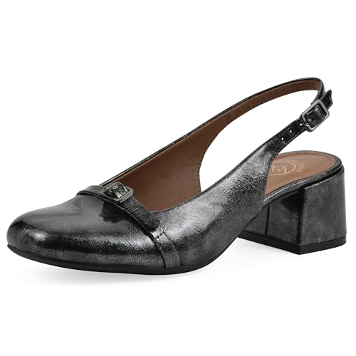 Chaussures de luxe White Mountain Talon bloc bout rond Étain verni haut de gamme