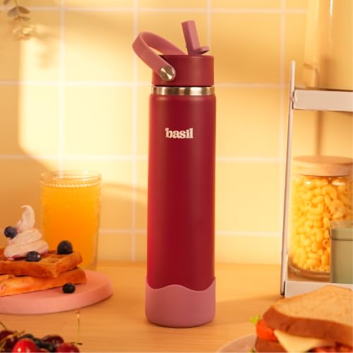 Image of Basil Hydra Fizz 800ml Stainless Steel Water Bottle for Kids | Insulated Hot & Cold Thermos Sipper Bottle | Leakproof School Bottle | Classic Plum