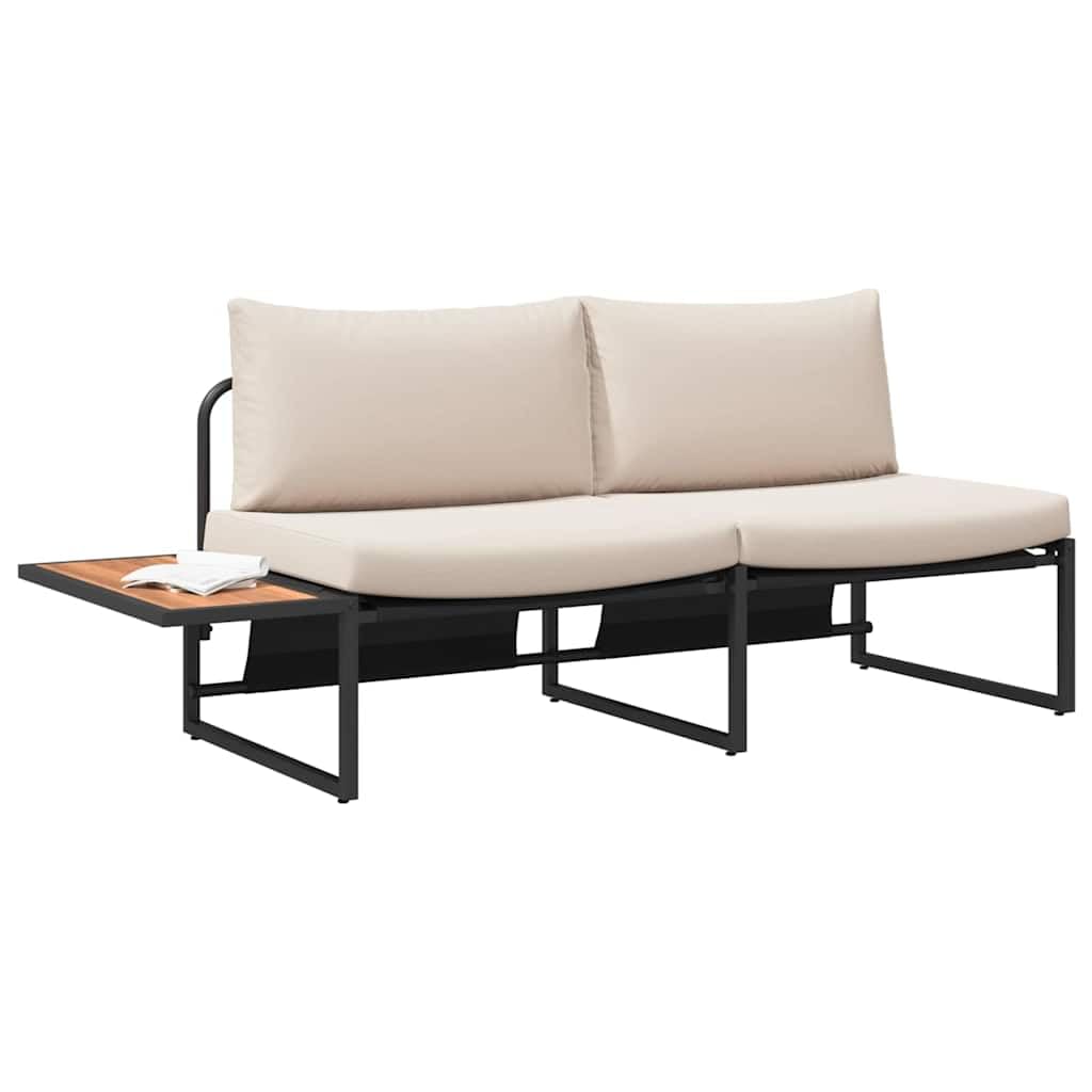 Sofa ogrodowa 200,5 x 70 x 85,5 cm, stalowa, odporna na warunki atmosferyczne, 2-osobowa, z poduszką, wytrzymała sofa outdoorowa na taras, balkon, meble ogrodowe do użytku na zewnątrz