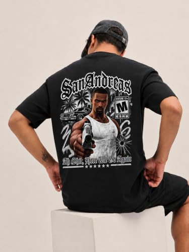 Buy The BRB Club Men's Black GTA Graphic T-Shirt, Regular Fit, Cotton | 100% Cotton, Half Sleeves, Double Bio-Washed, Front & Back Print, Round Neck, Casual Streetwear T-Shirt at Amazon.in - Image 3
