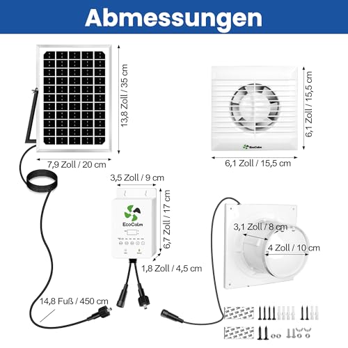Solarlüfter Ecocalm Solar Ventilator für Garten und Camping