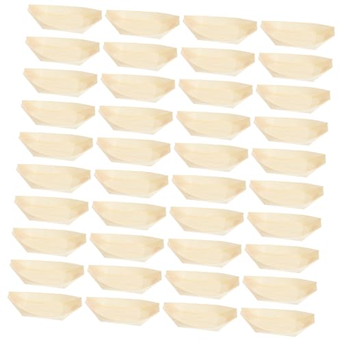 Platos desechables de madera para sushi 100pcs miniatura 1