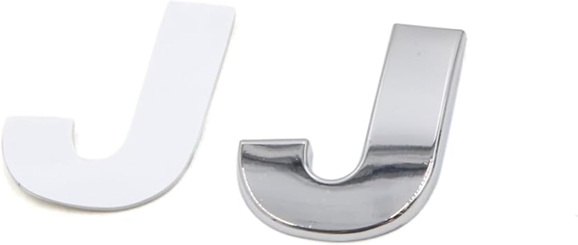 Silver Tone Metal J Letter Shaped Alphabet Sticker Emblem Badge Decals for Car Auto Replacement Parts