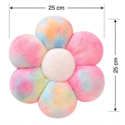 Image of AVSHUB Sunflower Shaped 6 Kali Cute Preppy Decorative Throw Pillow|Floor Cushion with Fibre Filling for Aesthetic Decoration (Rainbow, 25CM)