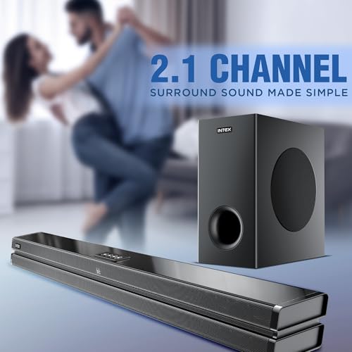 Image of Intex 2.1 Ch 240W Bluetooth Soundbar | 360 Surround Sound & Deep Bass | Remote Control | 6.5 inch Subwoofer, Bluetooth v5 | USB, HDMI, AUX in & Optical Connectivity (Black)