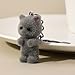 Cute Cat Keychain Fluffy Gray Kitten Animal Resin Key Chain Ring Purse Bag Backpack Charm Earbud Case Cover Accessories Pet Lovers Women Girls Gift (Grey)