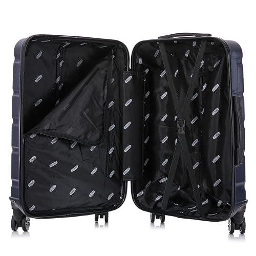 Image of DUKAP SENSE 3-Piece Hardside Spinner Luggage Set Durable Zipper Blue