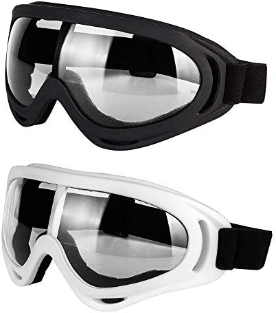 LJDJ Motorcycle Goggles - Glasses Set of 2 - Dirt Bike ATV Motocross Anti-UV Adjustable Riding Offroad Protective Combat Tactical Military Goggles for Men Women Kids Youth Adult