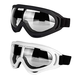 LJDJ Motorcycle Goggles – Glasses Set of 2 – Dirt Bike ATV Motocross Anti-UV Adjustable Riding Offroad Protective Combat…