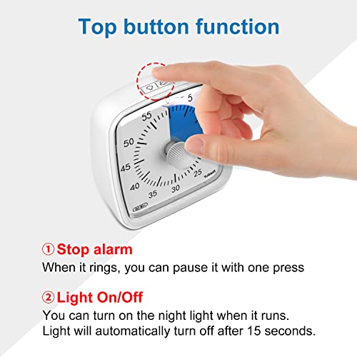 Yunbaoit Visual Timer With Night Light, 60-Minute Countdown Timer For Kids And Adults, Silent Classroom Timer, Time Management Tool For Home, School, Or Work (Light White) #TOP4