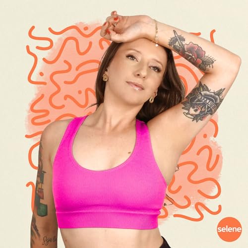SELENE Top Academia Sem Costura Canelado Poliamida Nadador Sem Costura Feminino, Rosa Neon, P